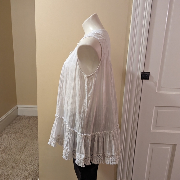 Rachel Zoe white tunic with ruffle and tassels size M - Picture 2 of 10